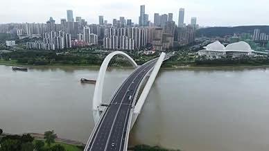 航拍南宁大桥蝴蝶桥邕江五象总部基地视频的预览图